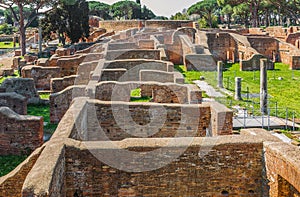 Roman ancient ruins in Ostia Antica near Rome