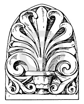 Roman Antefix, stator,  vintage engraving