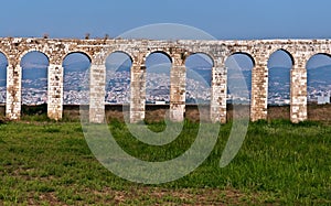 Roman Aqueduct in Akko . photo