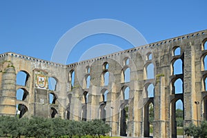 Roman Aqueduct of Amoreira Reconstructed Between the 16th and 17th centuries In Elvas. Nature, Architecture, History, Street photo