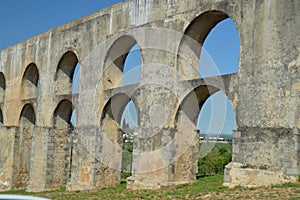 Roman Aqueduct of Amoreira Reconstructed Between the 16th and 17th centuries In Elvas. Nature, Architecture, History, Street photo