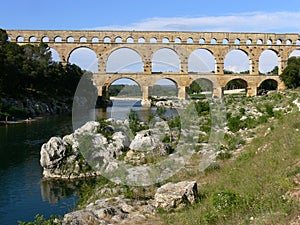 Roman aqueduct called Pont du Gard in France