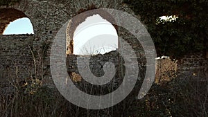 Roman aqueduct camera pan right