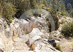 Roman aqueduct carved into the rock