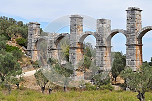 Roman aqueduct on island Lesbos,Greece