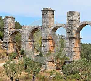 Roman aqueduct on island Lesbos,Greece