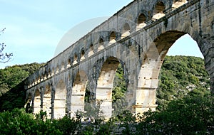 Roman aqueduct, named Pont du Gard, in France