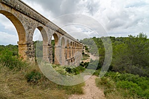 Roman Aqueduct Pont del Diable in Tarragona, Spain