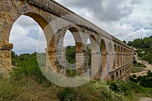 Roman Aqueduct Pont del Diable in Tarragona, Spain