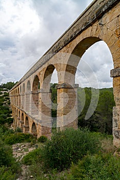 Roman Aqueduct Pont del Diable in Tarragona, Spain