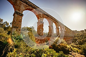 Roman Aqueduct Pont del Diable in Tarragona, Spain