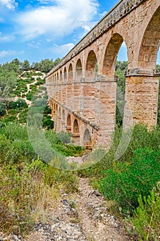 Roman Aqueduct Pont del Diable in Tarragona, Spain