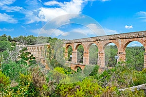 Roman Aqueduct Pont del Diable in Tarragona, Spain