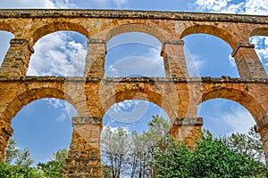 Roman Aqueduct Pont del Diable in Tarragona, Spain