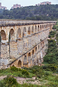 Roman Aqueduct Pont del Diable in Tarragona, Spain