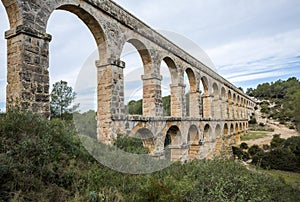 Roman Aqueduct Pont del Diable in Tarragona, Spain