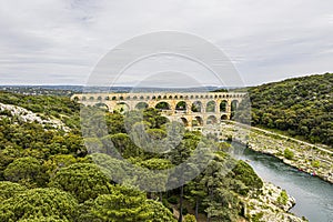 Roman aqueduct, Pont-du-Gard, Languedoc-Roussillon France