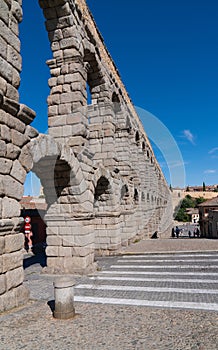 Roman aqueduct Segovia Spain historic structure and popular spanish tourist attraction