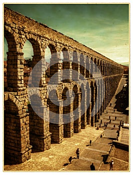 Roman Aqueduct - a symbol of Segovia. Castile and Leon, Spain. photo