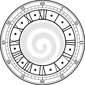 Roman Arabic Round Clock Face