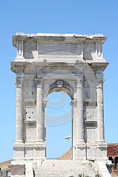 Roman arch in Ancona made by white marble