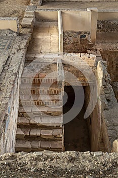 Roman archaeological remains of well-preserved rooms, cellars and a staircase of the Mitreo house in MÃÂ©rida, Spain