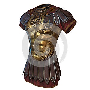 Roman armor 3d illustration isolated on white background