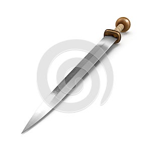 Roman Battle Gladius Sword on white. 3D illustration