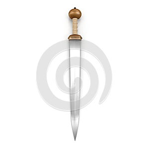 Roman Battle Gladius Sword on white. 3D illustration