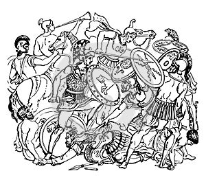 Roman battle vintage illustration