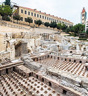 Roman Berytus, Roman Baths, ruins in downtown Beirut Central District, Lebanon