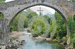 The Roman bridge of Cangas de Onis.