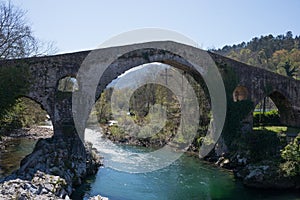 Roman bridge of Cangas de Onis, Asturias, over the Sella river, with no people