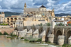 Roman Bridge on Guadalquivir river in Cordoba, Andalusia, Spain