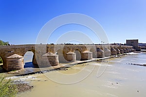 Roman Bridge and Guadalquivir river, Great Mosque, Cordoba, Andalusia,