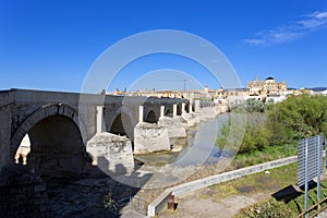 Roman Bridge and Guadalquivir river, Great Mosque, Cordoba, Andalusia,