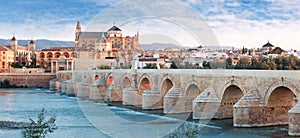 Roman Bridge and Guadalquivir river, Great Mosque, Cordoba, Spain photo