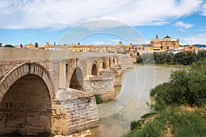 Roman Bridge and Guadalquivir river, Great Mosque, Cordoba, Spain.