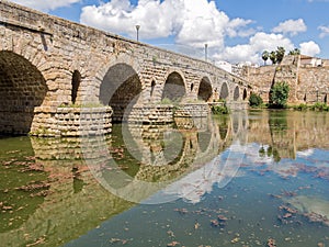 Roman Bridge over the Guadiana River, Spain