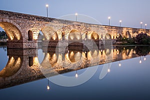 Roman bridge over the river Guadiana city of Merida