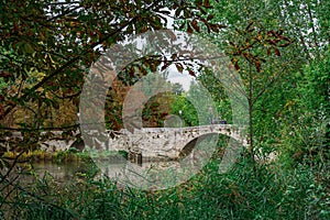 Roman bridge of Parque Sotillo in Palencia. Spain