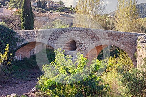 Roman bridge in Pollenca, Mallorca, Spain photo