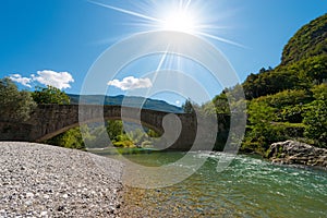 Roman Bridge and Sarca River - Italy