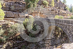 Roman bridge at the scenic Koprulu Canyon National Park in the Province of Antalya, Turkey.