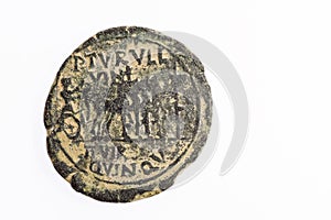 Roman bronze coin. Semis or half As.