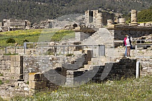 Roman castrum archeological ruins at Baelo Claudia with stone columns and antique buildings photo