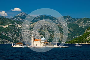 Church Our Lady of Rocks on island in Boka Kotor bay, Montenegro