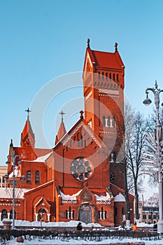 Roman Catholic Church the Red Church of St Simon and Alena. East Europe. Belarus. Minsk