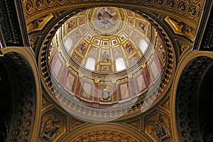 Roman catholic church. Saint Stephen Basilica - landmark attraction in Budapest, Hungary.