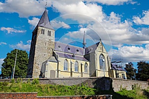 roman catholic church in town of limburg in summer